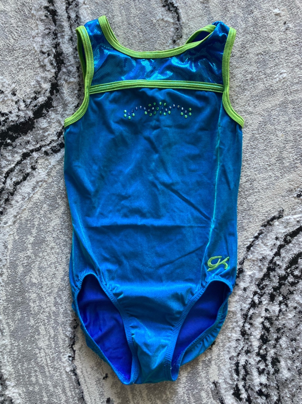 GK Blue One-Piece Bodysuit with Lime Trim